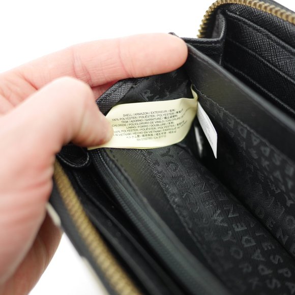 KATE SPADE New York wallet Black & beige bow print wallet full zip 7.5" x 4" - Picture 3 of 11